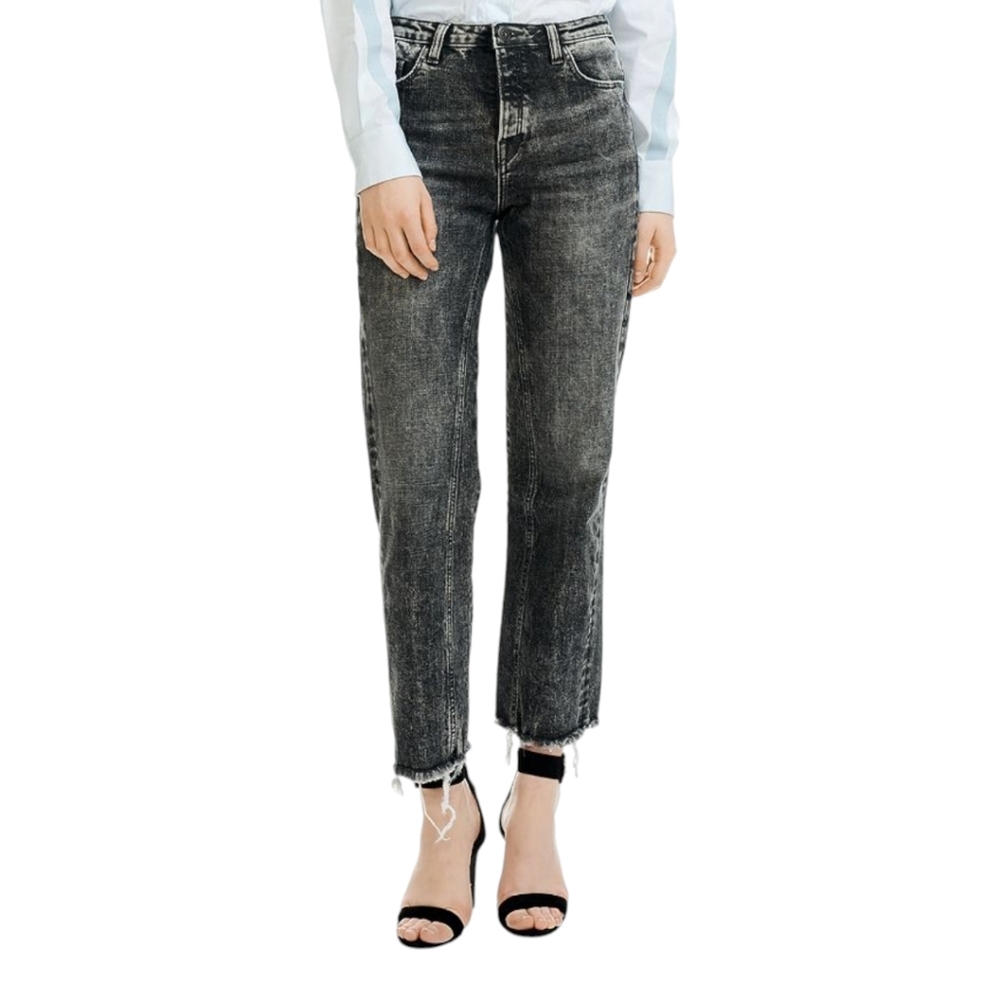 MAJE | Paola Acid Wash Cropped Frayed Gradient Denim Jeans in Size FR 38 / US 8 - Picture 1 of 8